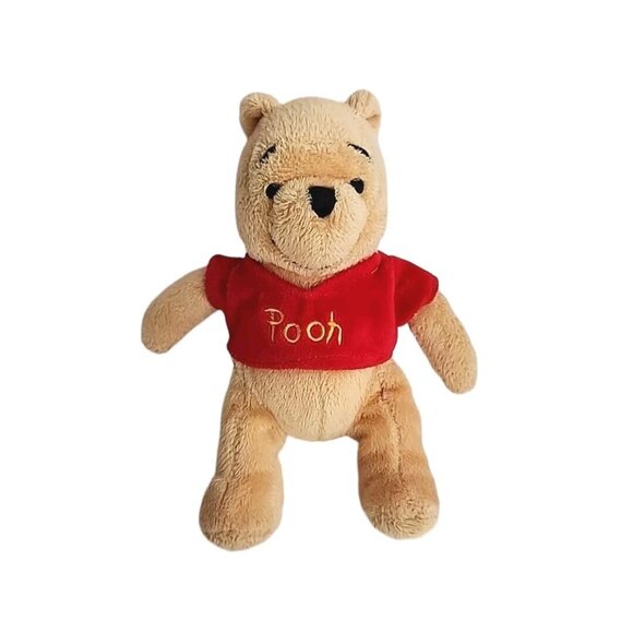 Disney Store Winnie The Pooh Plush Stuffed Animal Soft Toy Beanie 8" Sewn Eyes - Picture 1 of 9